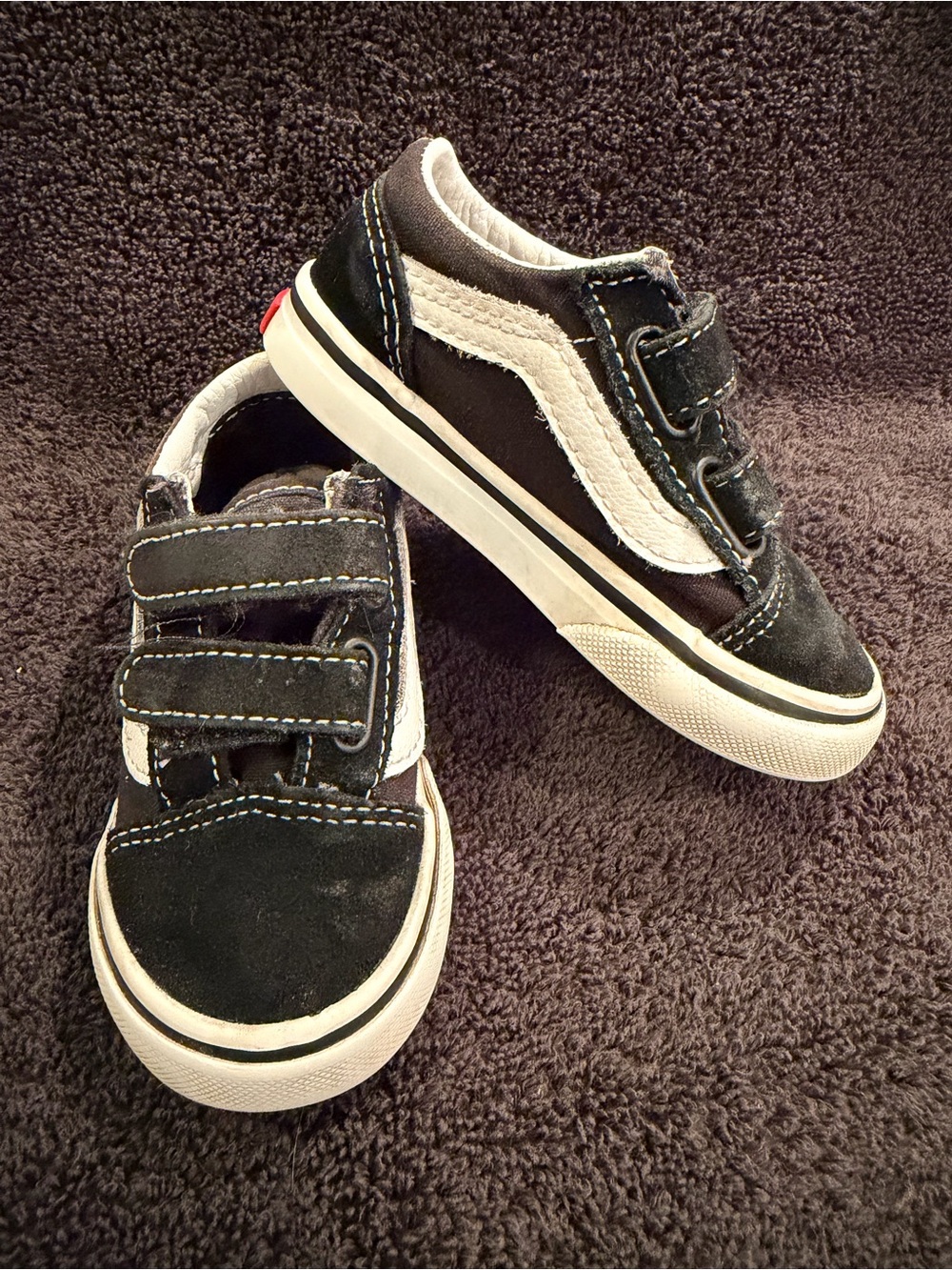 Vans Kids Black and White Velcro Skate Sneakers